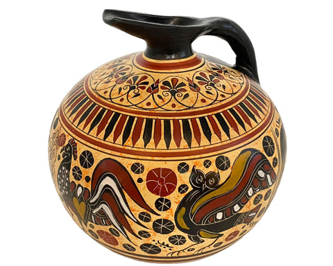 Greek Pottery Vase,Oinochoe Jug seated 18cm,Ancient Corinthian art