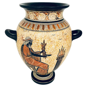 Greek Stamnos 26cm,Ancient Greek Pottery,shows God Poseeidon,God Zeus