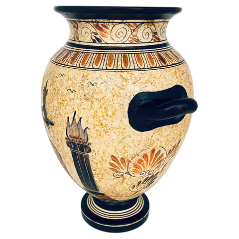 Greek Stamnos 26cm,Ancient Greek Pottery,shows God Poseeidon,God Zeus - ifigeneiaceramics