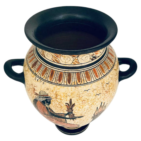 Greek Stamnos 26cm,Ancient Greek Pottery,shows God Poseeidon,God Zeus - ifigeneiaceramics