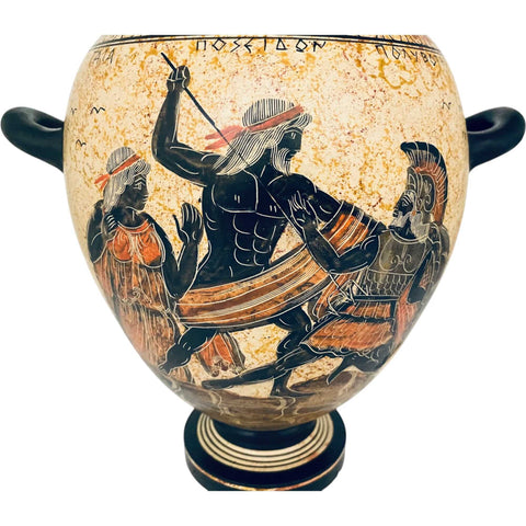 Greek Stamnos 26cm,Ancient Greek Pottery,shows God Poseeidon,God Zeus - ifigeneiaceramics