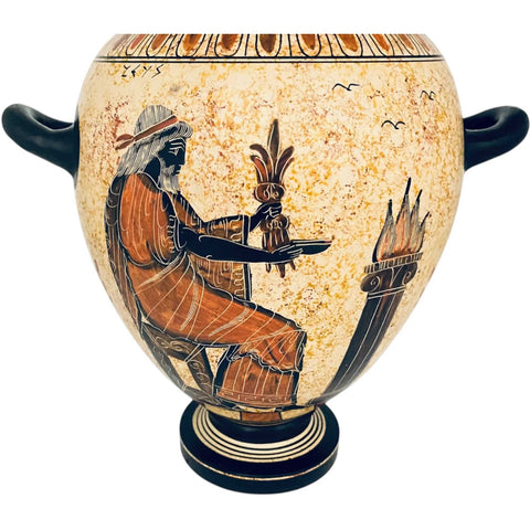 Greek Stamnos 26cm,Ancient Greek Pottery,shows God Poseeidon,God Zeus - ifigeneiaceramics