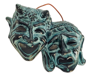 Greek Theater Masks ,Tragedy and Comedy,Relief terracotta, wall Decor 18x14cm