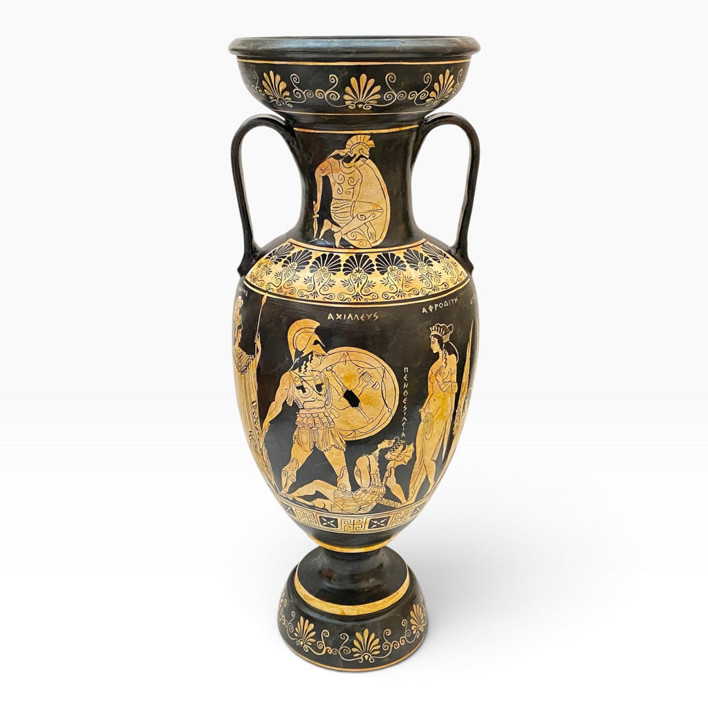 Vase grec amphore 43 cm, multicolore, Dieu Dionysos avec satyres