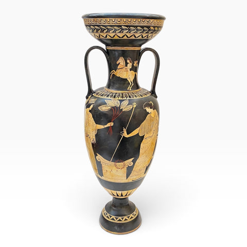Greek Amphora Vase 80cm – Eros & Demeter Triptolemos – White-Figure Ceramic Art - ifigeneiaceramics