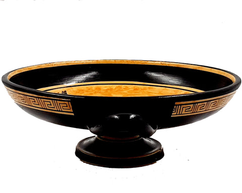 Greek Kylix 26cm,Black figure Pottery,Showing God Poseidon and Goddess Athena