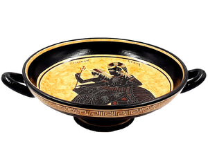 Greek Kylix 26cm,Black figure Pottery,Showing God Poseidon and Goddess Athena