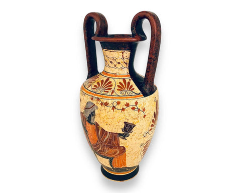 Greek Pottery Amphora Vase 30cm,Apollo with Panas,God Dionysus