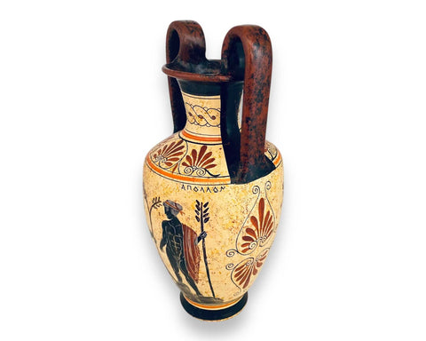 Greek Pottery Amphora Vase 30cm,Apollo with Panas,God Dionysus