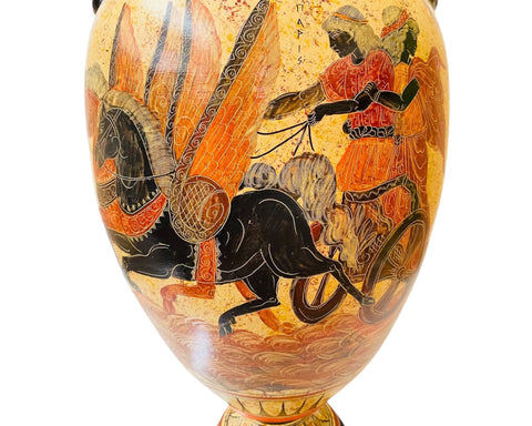 Vase grec amphore 43 cm, multicolore, Dieu Dionysos avec satyres