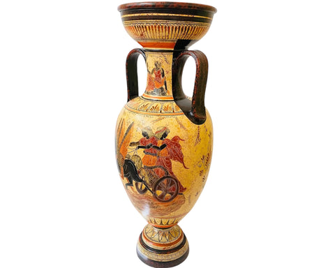 Vase grec amphore 43 cm, multicolore, Dieu Dionysos avec satyres