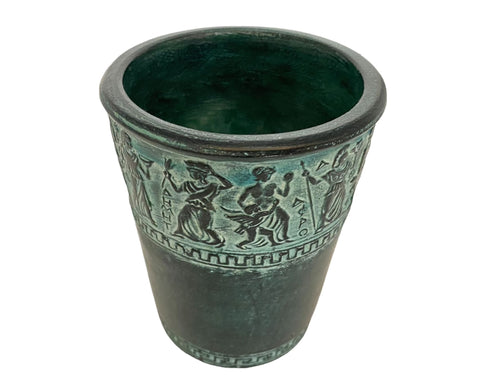 Greek Pottery glass 11cm,Releif terracotta ,Shows Ancient Greek Olympian Gods
