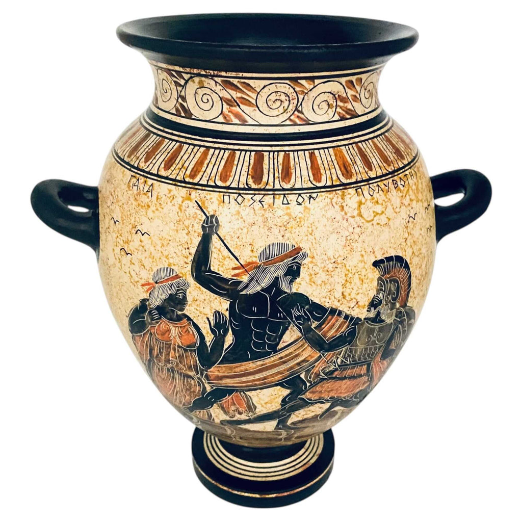 Greek Stamnos 26cm,Ancient Greek Pottery,shows God Poseeidon,God Zeus