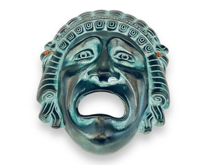 Greek Theater Tragedy Mask ,Relief terracotta, wall Decor 24x20cm
