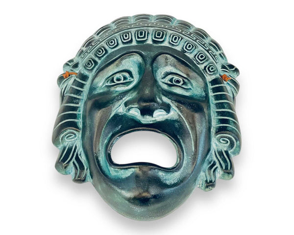 Greek Theater Tragedy Mask ,Relief terracotta, wall Decor 24x20cm