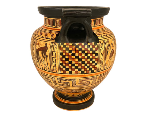 Greek pottery Vase,Column krater 16cm,Geometric art