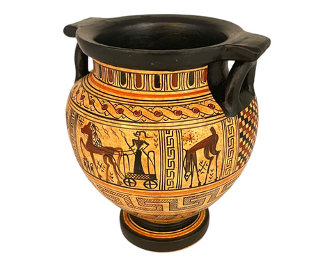 Greek pottery Vase,Column krater 16cm,Geometric art