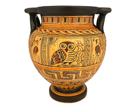 Greek pottery Vase,Column krater 16cm,Geometric art