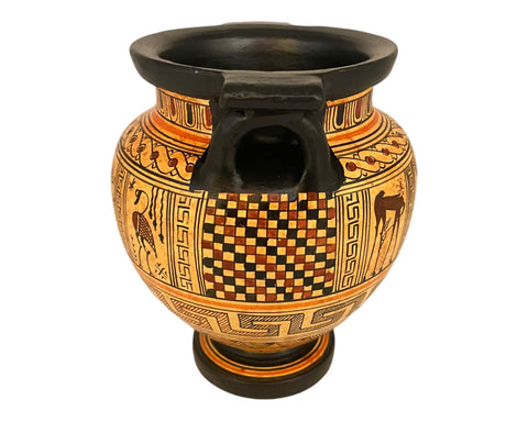 Greek pottery Vase,Column krater 16cm,Geometric art