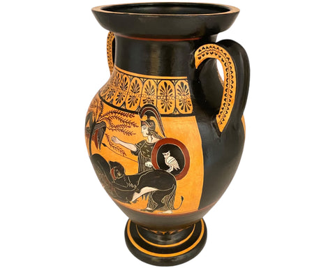 Attic Black figure Amphora 31cm ,Psiax Painter,Hercules Strangling the Nemean Lion - ifigeneiaceramics