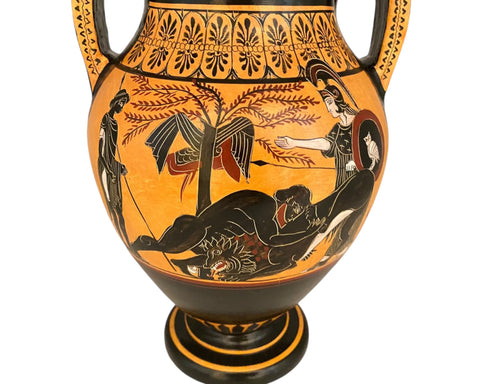 Attic Black figure Amphora 31cm ,Psiax Painter,Hercules Strangling the Nemean Lion - ifigeneiaceramics
