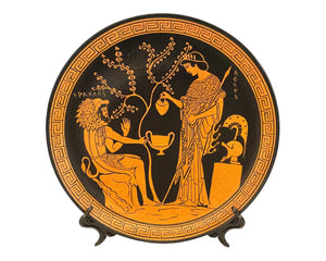 Hercules with Goddess Athena,Red Figure Pottery,Greek Ceramic Plate 24cm