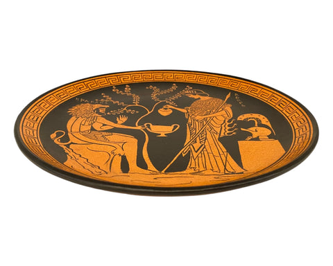 Hercules with Goddess Athena,Red Figure Pottery,Greek Ceramic Plate 24cm