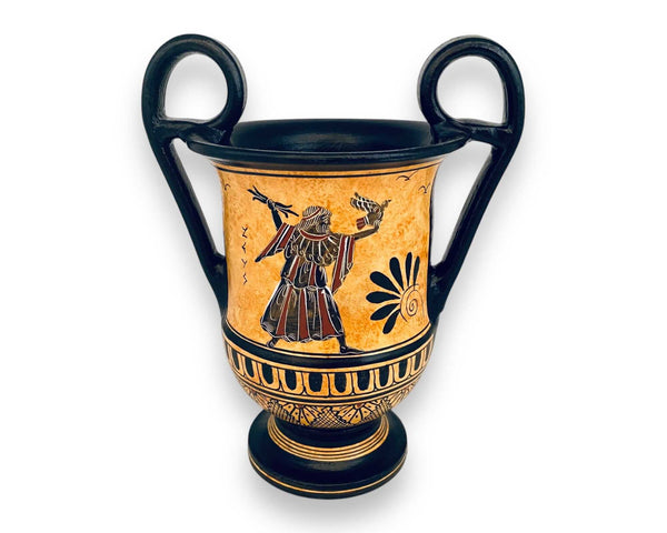 Kantharos Vase 19cm,Black figure Pottery ,God Poseidon with Goddess Iris and God Zeus