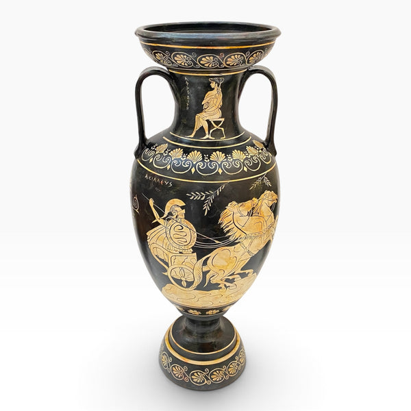 Large Greek Amphora Vase 60cm – Athena, Hercules & Achilles – White-Figure Pottery