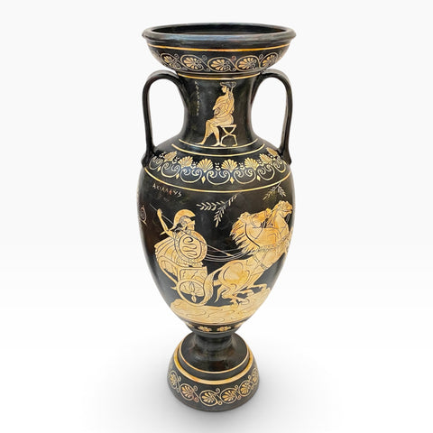 Large Greek Amphora Vase 60cm – Athena, Hercules & Achilles – White-Figure Pottery