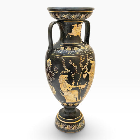 Griechische Keramikvase/Amphore, 81 cm, Paris entführt Helena, Hekules tötet einen Zentauren