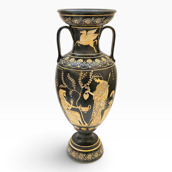 Large Greek Amphora Vase 60cm – Athena, Hercules & Achilles – White-Figure Pottery
