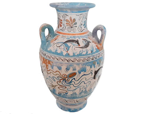 Minoan Art Pottery Vase, Amphora  with 3 handles 32cm