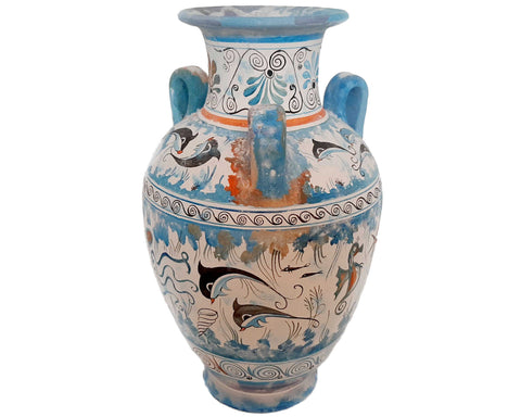 Minoan Art Pottery Vase, Amphora  with 3 handles 32cm