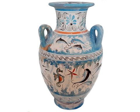 Minoan Art Pottery Vase, Amphora  with 3 handles 32cm