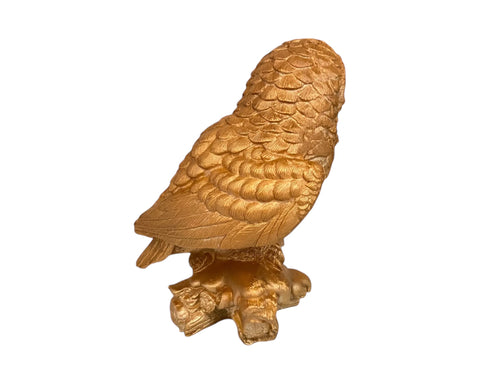 Owl on woods Statue,Bronze Patina ,Plaster Sculpture Cast 16,5cm