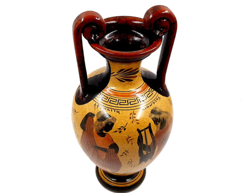 Pottery Pot Vase Amphora 34cm,God Dionysus with Goddess Aphrodite and Goddess Artemis