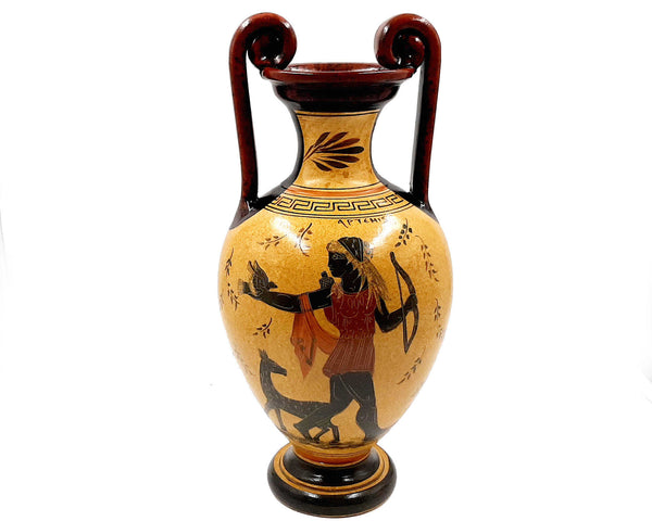Pottery Pot Vase Amphora 34cm,God Dionysus with Goddess Aphrodite and Goddess Artemis
