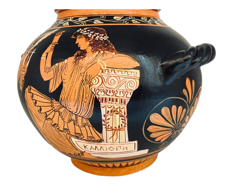 Red figure pottery pyxis 19cm,Calliope Greek Muse,Goddess Aphrodite