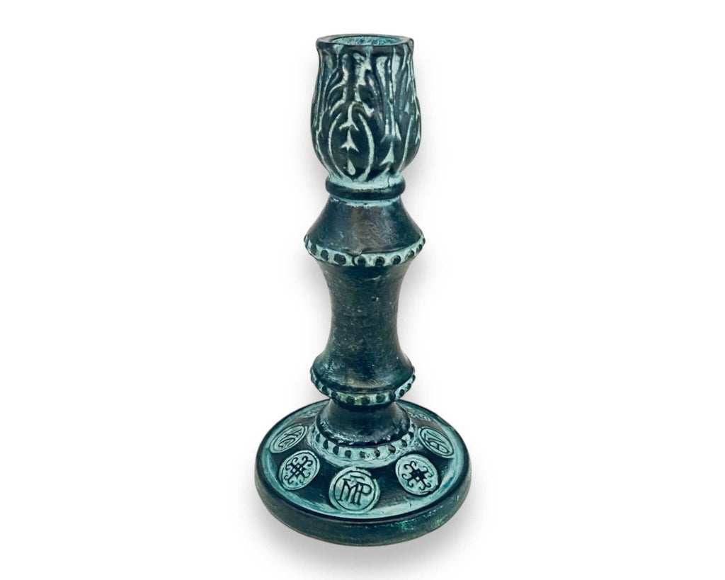 Releif terracotta candlestick 17cm,decorated with Ancient  Greek Symbols