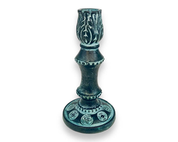 Releif terracotta candlestick 17cm,decorated with Ancient  Greek Symbols