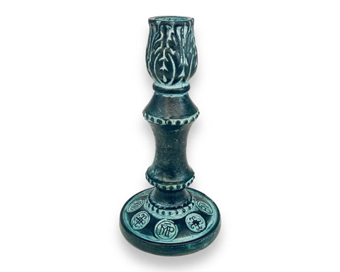 Releif terracotta candlestick 17cm,decorated with Ancient  Greek Symbols