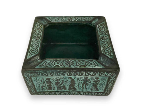 Relief terracotta Ashtray 12cm,Ancient Greek pottery with Mythology Scenes