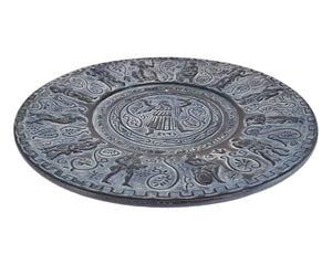 Relief terracotta plate 25cm,Blue Patina,reprasanting Ancient Greek Olypmian Gods