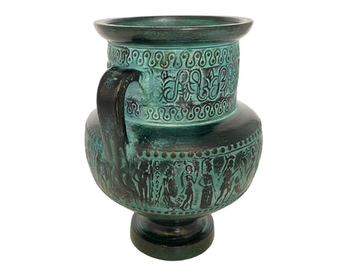 Relief terracotta, Greek Pottery Amphora 18cm,Green Patina,Ancient Greek Mythology Scenses