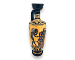 Satyr with Manaeds, Lekythos  Vase 26cm,Black figure Pottery