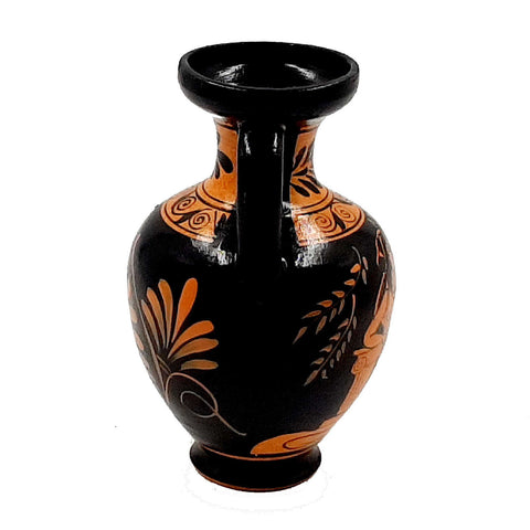 Set of 2 Red Figure Pottery Vases 13,5cm,Goddess Artemis and God Apollo