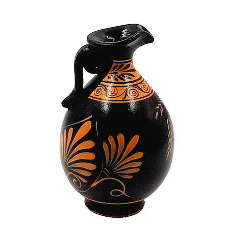 Set of 2 Red Figure Pottery Vases 13,5cm,Goddess Artemis and God Apollo