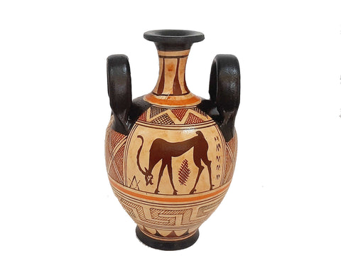 Set of 2 Geometric Greek vases 13,5cm,Ancient Pottery
