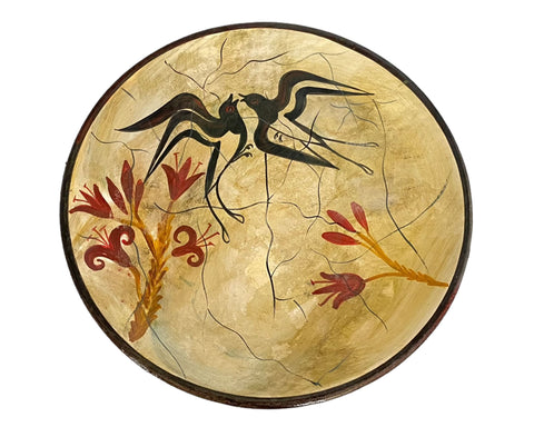 Spring  Fresco, Museum Copy from Akrotiri Santorini Greece ,Ceramic plate 20cm